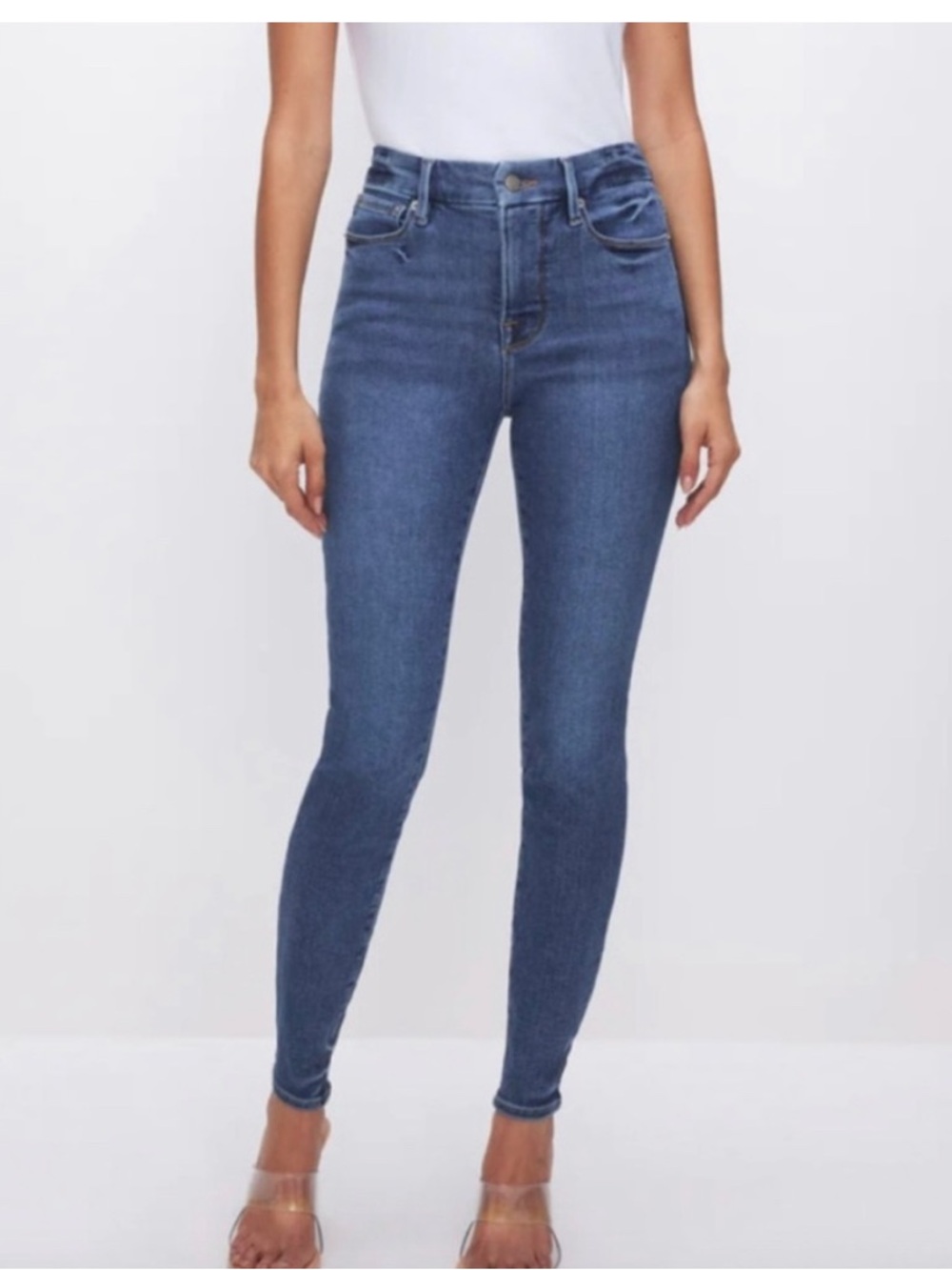 Good American High-Rise Skinny Jeans in Medium Blue Wash